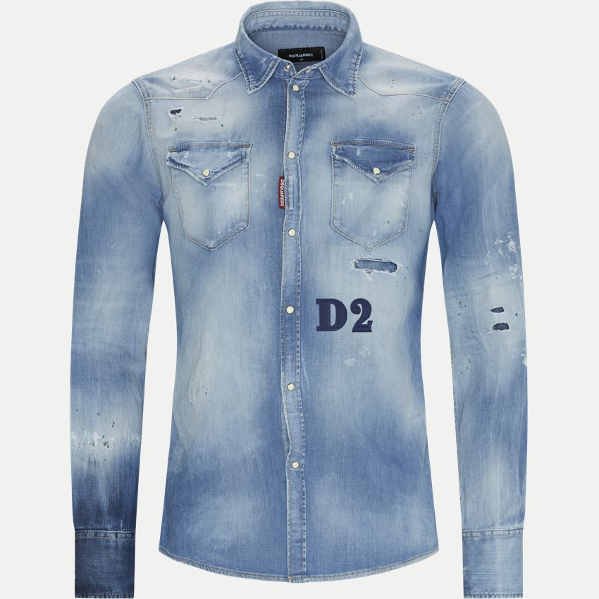 Dsquared2 Shirts S74DM0494 S30341 BLUE STONE WASHED